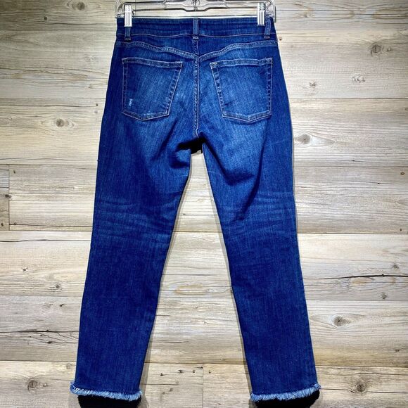 DL1961 Mara Straight Ankle Blue Jeans Size 26P W26 L25 Frayed Raw Hem Distressed - Picture 2 of 12